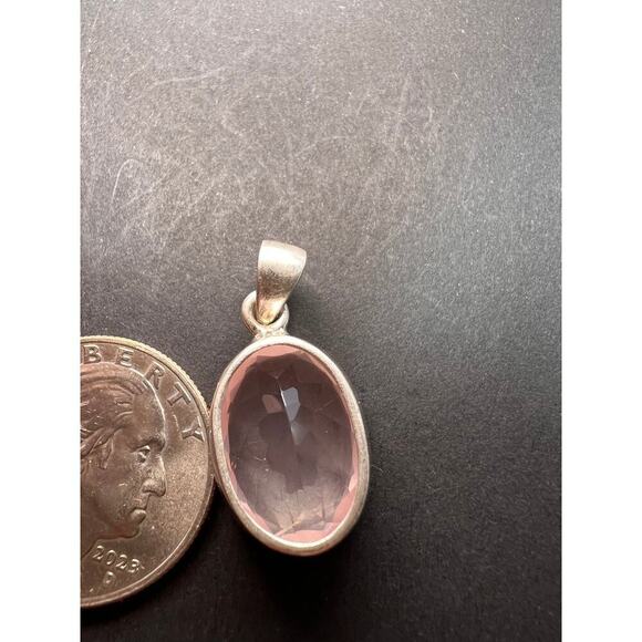 NEW Rose Quartz oval gemstone sterling silver pendant 5.62 grams - Picture 4 of 11